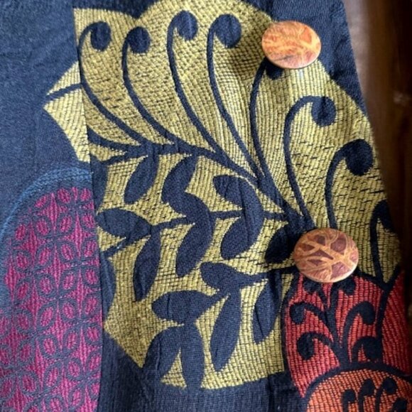 Vintage Floral Embroidered Tapestry Long Jacket Coat Long Sleeves Boho Size 6 - Picture 6 of 9